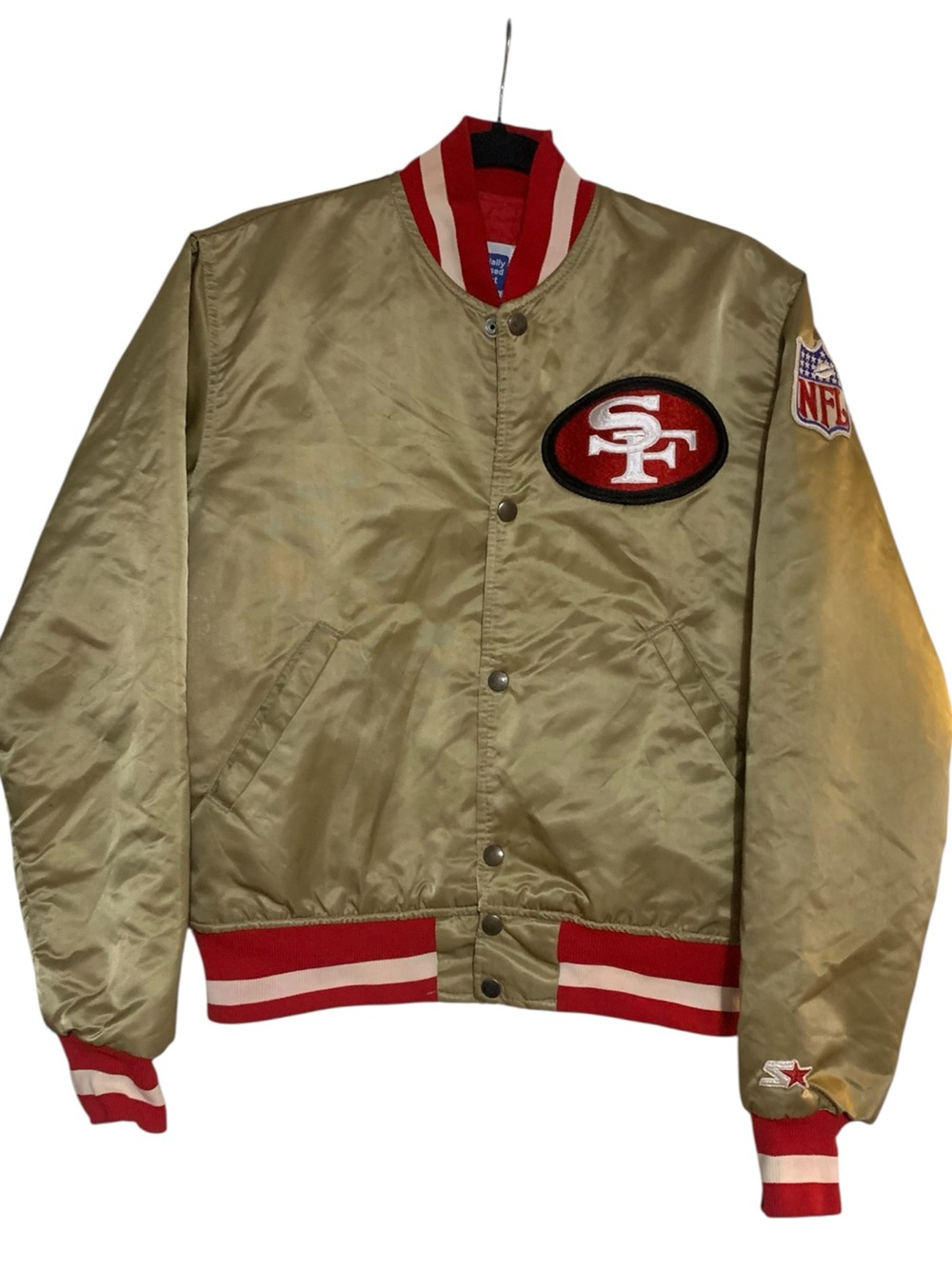 Vintage 90’s San Francisco 49ers Gold  Starter Jacket Satin Shiny NFL Size Small - Picture 2 of 11